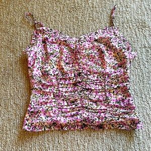 NWT afrm floral rouched blouse